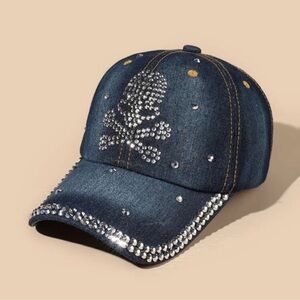 Rhinestone Decor Skull Pattern Baseball Cap Street
